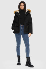 Orolay-Detachable Faux Fur Winter Parka Jacket-#color_Black