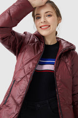 Orolay-Diamond Quilted Jacket with Hood-#color_Syrah