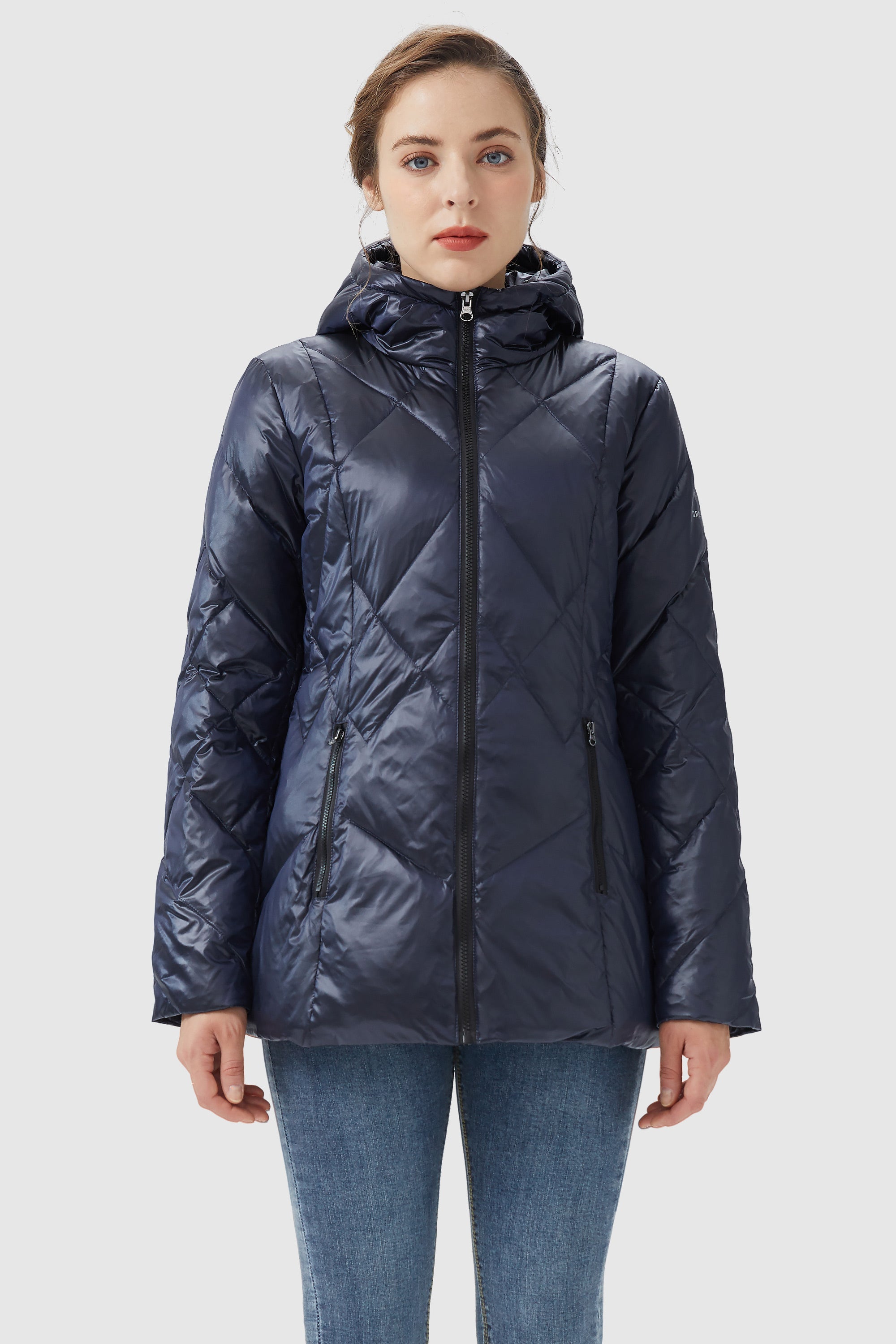 Orolay-Diamond Quilted Jacket with Hood-#color_Beacon Blue