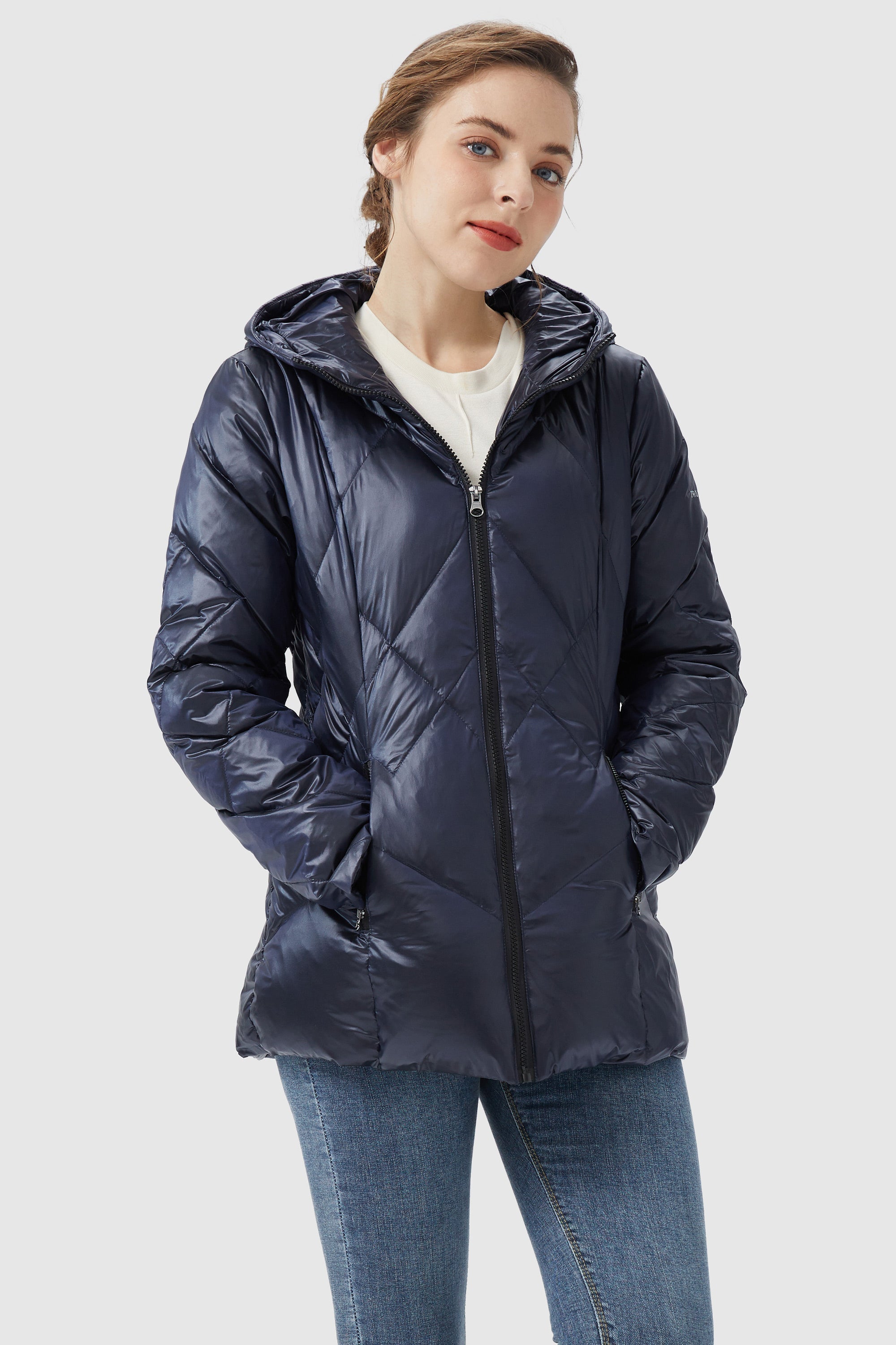 Orolay-Diamond Quilted Jacket with Hood-#color_Beacon Blue