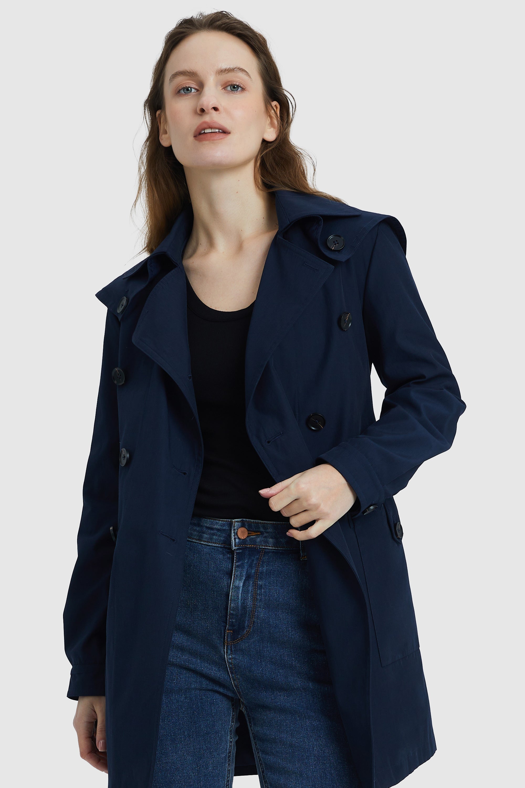 Orolay-Double-Breasted Belted Lapel Trench-#color_Pageant Blue