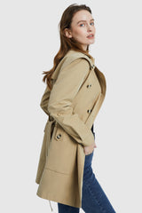 Orolay-Double-Breasted Belted Lapel Trench-#color_Frosted Almond