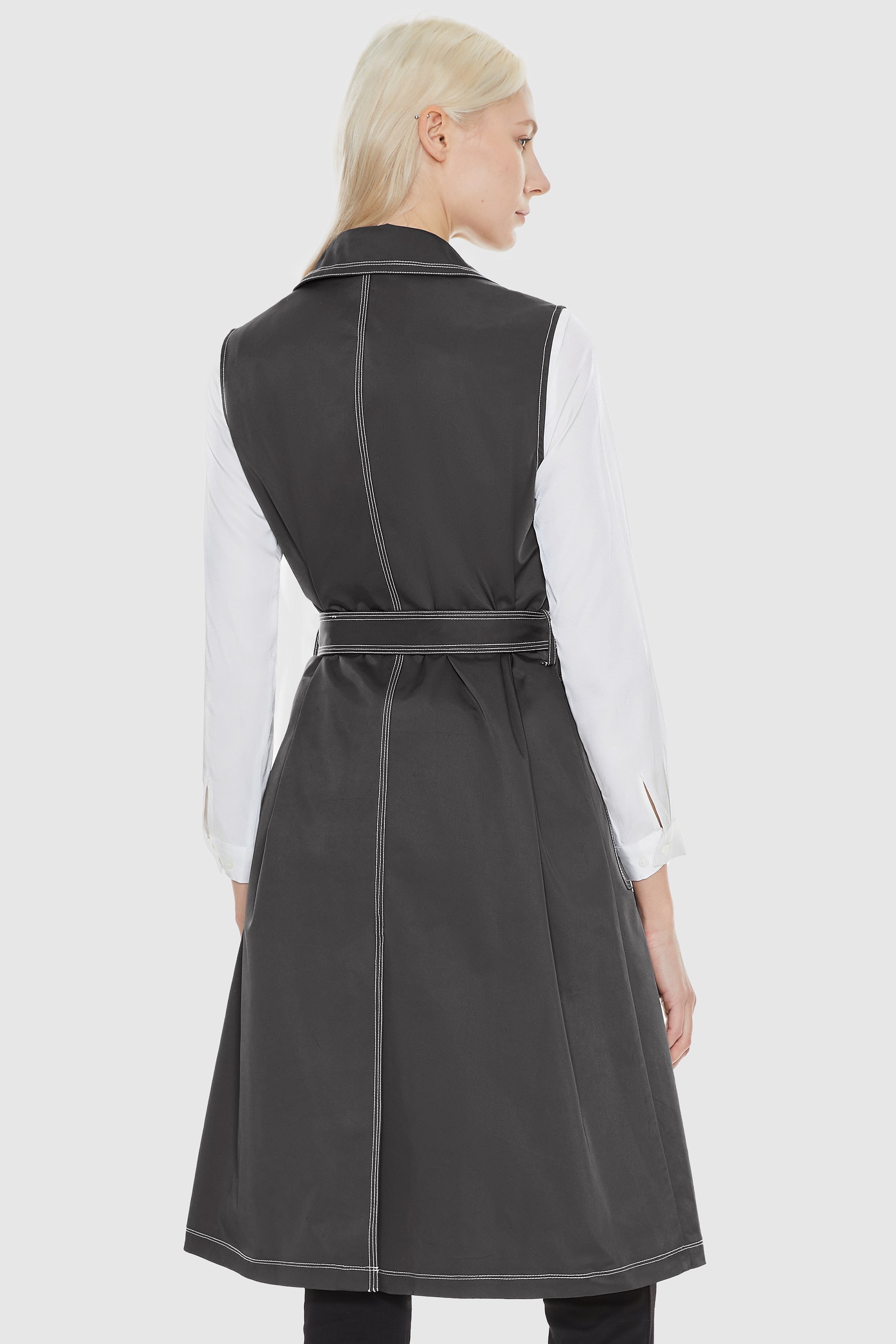 Orolay-Double-Breasted Long Vest-#color_Odyssey Gray