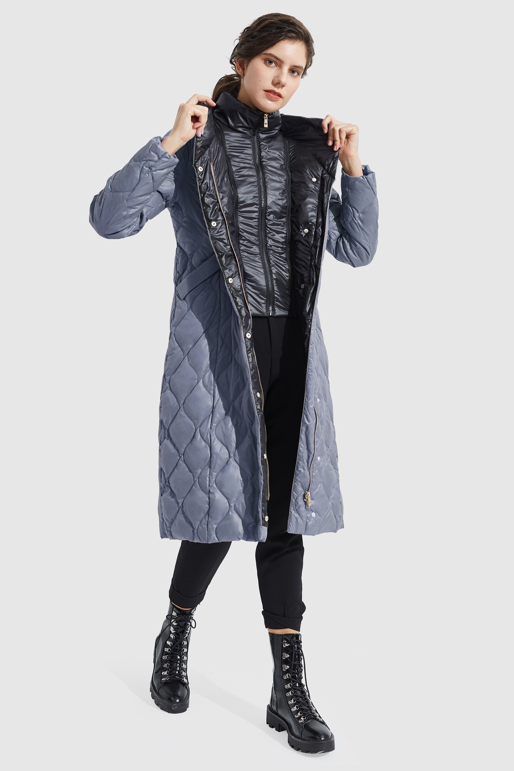 Orolay-Double Layer Removable Hood Down Coat-#color_Eventide