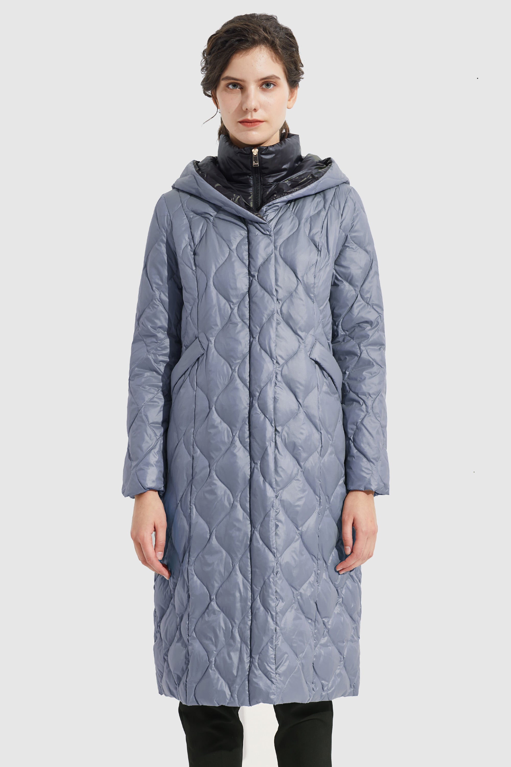 Orolay-Double Layer Removable Hood Down Coat-#color_Eventide