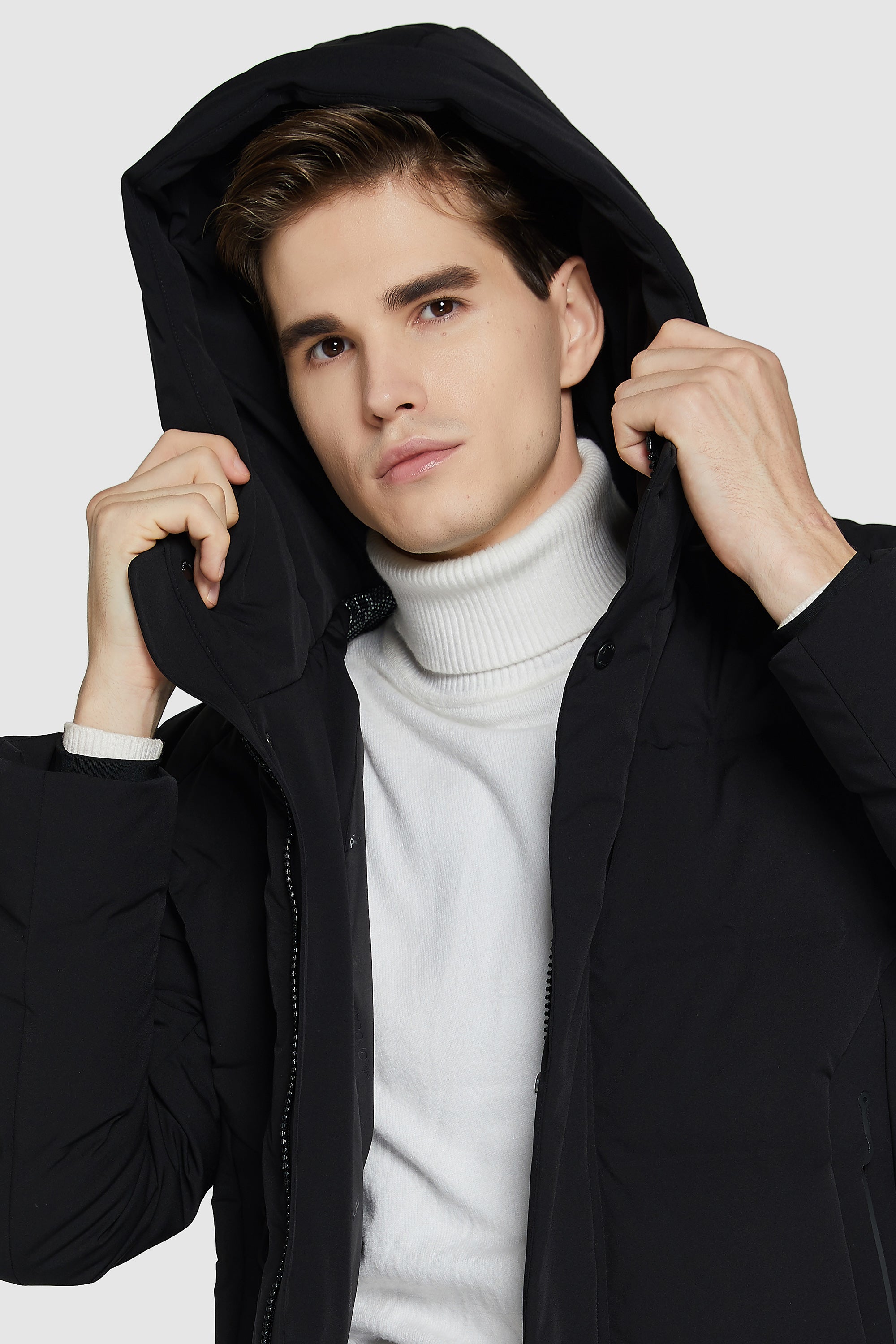 Orolay-Double Snap Thickened Down Jacket-#color_Black