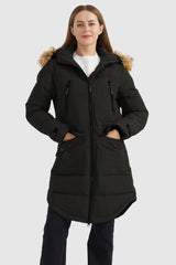 Orolay-Drawstring Hooded Thickened Down Coat-#color_Black