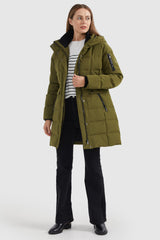 Orolay-Drawstring Hooded Thickened Down Coat-#color_Fir Green