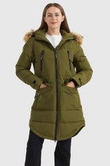 Orolay-Drawstring Hooded Thickened Down Coat-#color_Fir Green