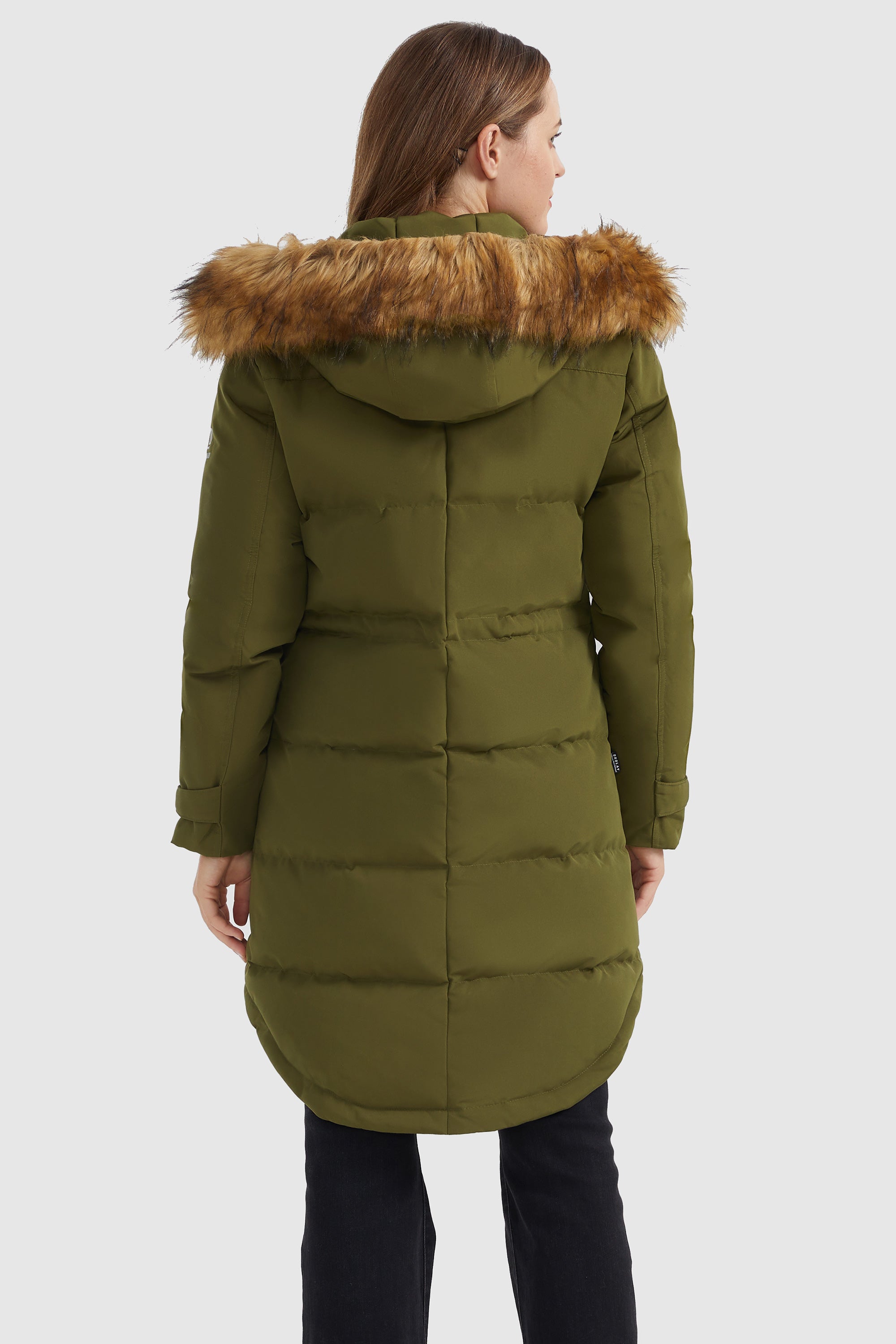 Orolay-Drawstring Hooded Thickened Down Coat-#color_Fir Green