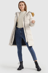 Orolay-Drawstring Hooded Thickened Puffer Down Coat-#color_Tofu