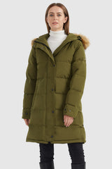 Orolay-Drawstring Hooded Thickened Puffer Down Coat-#color_Fir Green