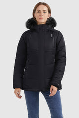 Orolay-Faux Fur Hooded Mountain Parka-#color_Black