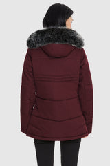 Orolay-Faux Fur Hooded Mountain Parka-#color_Syrah