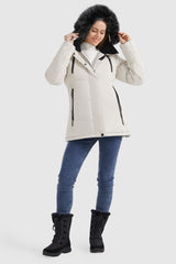 Orolay-Faux Fur Hooded Mountain Parka-#color_White