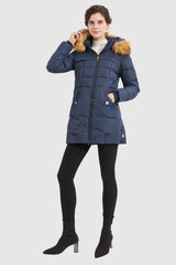 Orolay-Faux Fur Qulited Puffer Down Jacket-#color_Majolica Blue