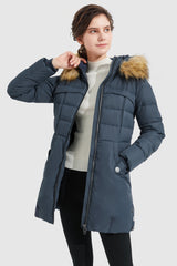 Orolay-Faux Fur Qulited Puffer Down Jacket-#color_Majolica Blue