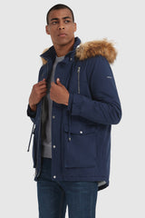 Orolay-Faux Fur Winter Parka Jacket- #color_True Blue