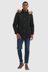 Orolay-Faux Fur Winter Parka Jacket- #color_black