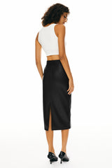 Orolay-Faux Leather Pencil Skirts-Image 4 of Faux Leather Pencil Skirts from Orolay - #color_Ink