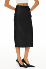 Orolay-Faux Leather Pencil Skirts-Image 5 of Faux Leather Pencil Skirts from Orolay - #color_Ink