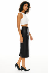 Orolay-Faux Leather Pencil Skirts-Image 3 of Faux Leather Pencil Skirts from Orolay - #color_Ink