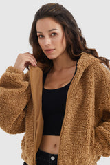 Orolay-Fleece Cropped Drop Shoulder Coat-#color_Nuthatch