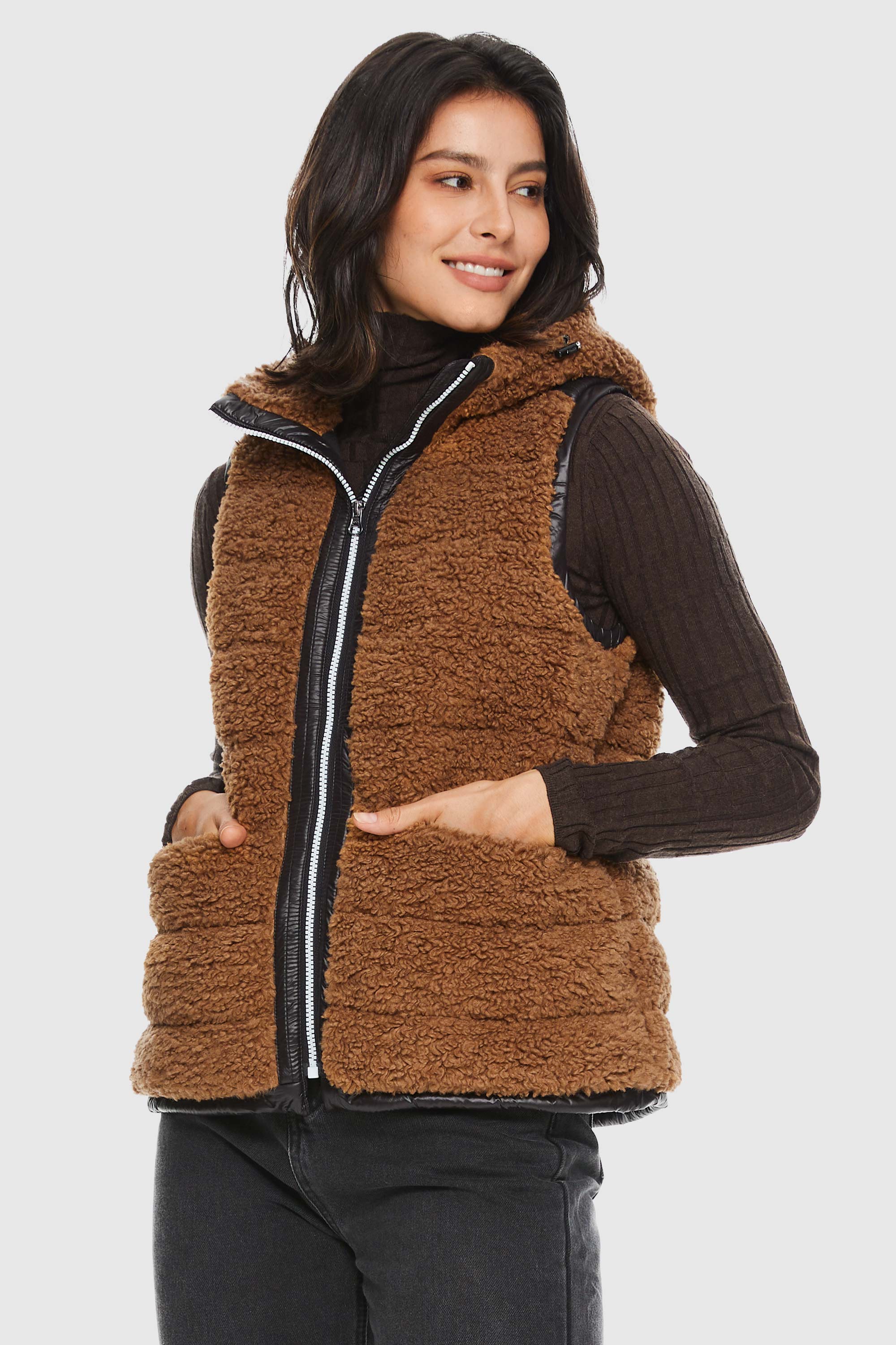 Orolay-Fleece Down Vest-#color_Nuthatch