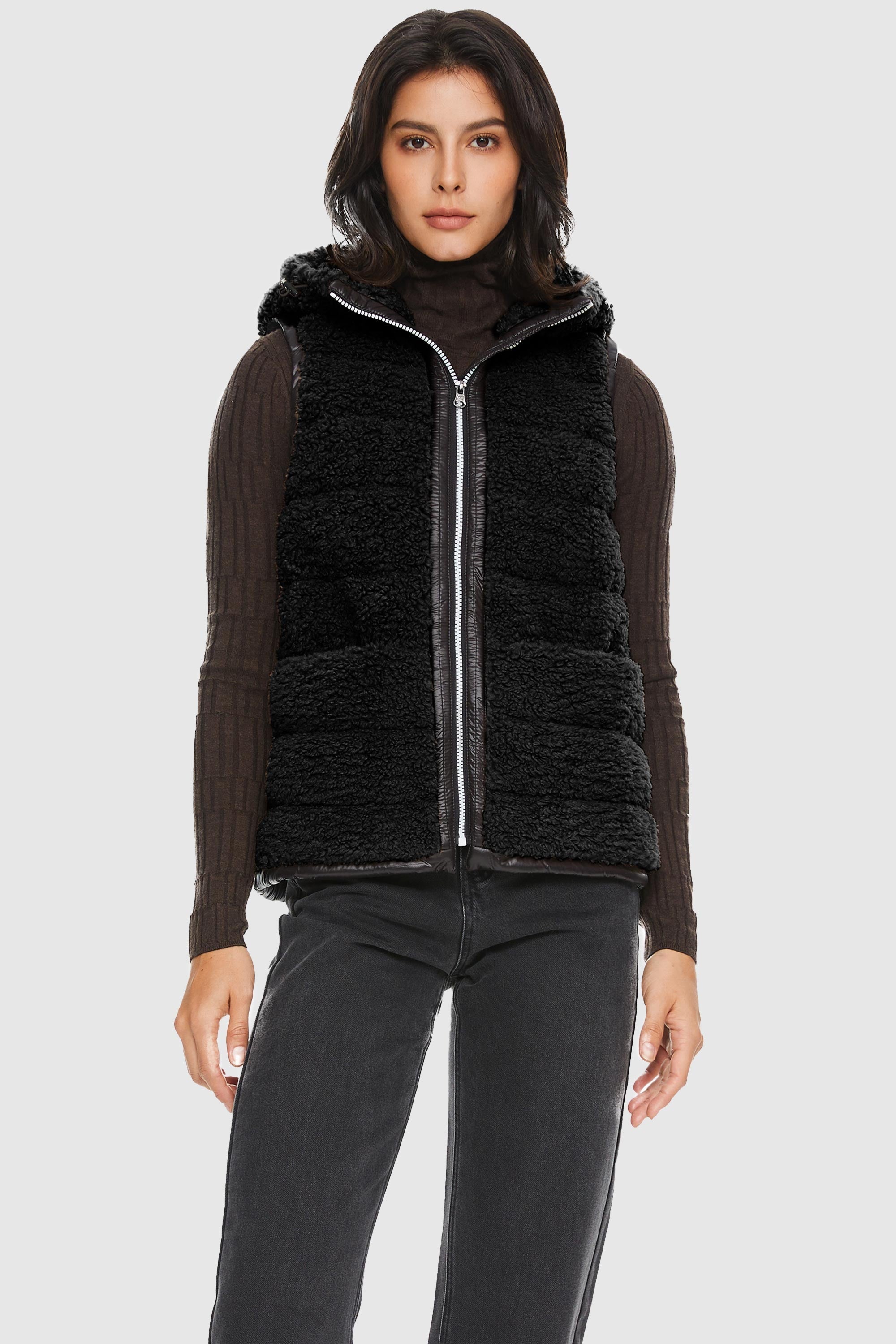 Orolay-Fleece Down Vest-#color_Black