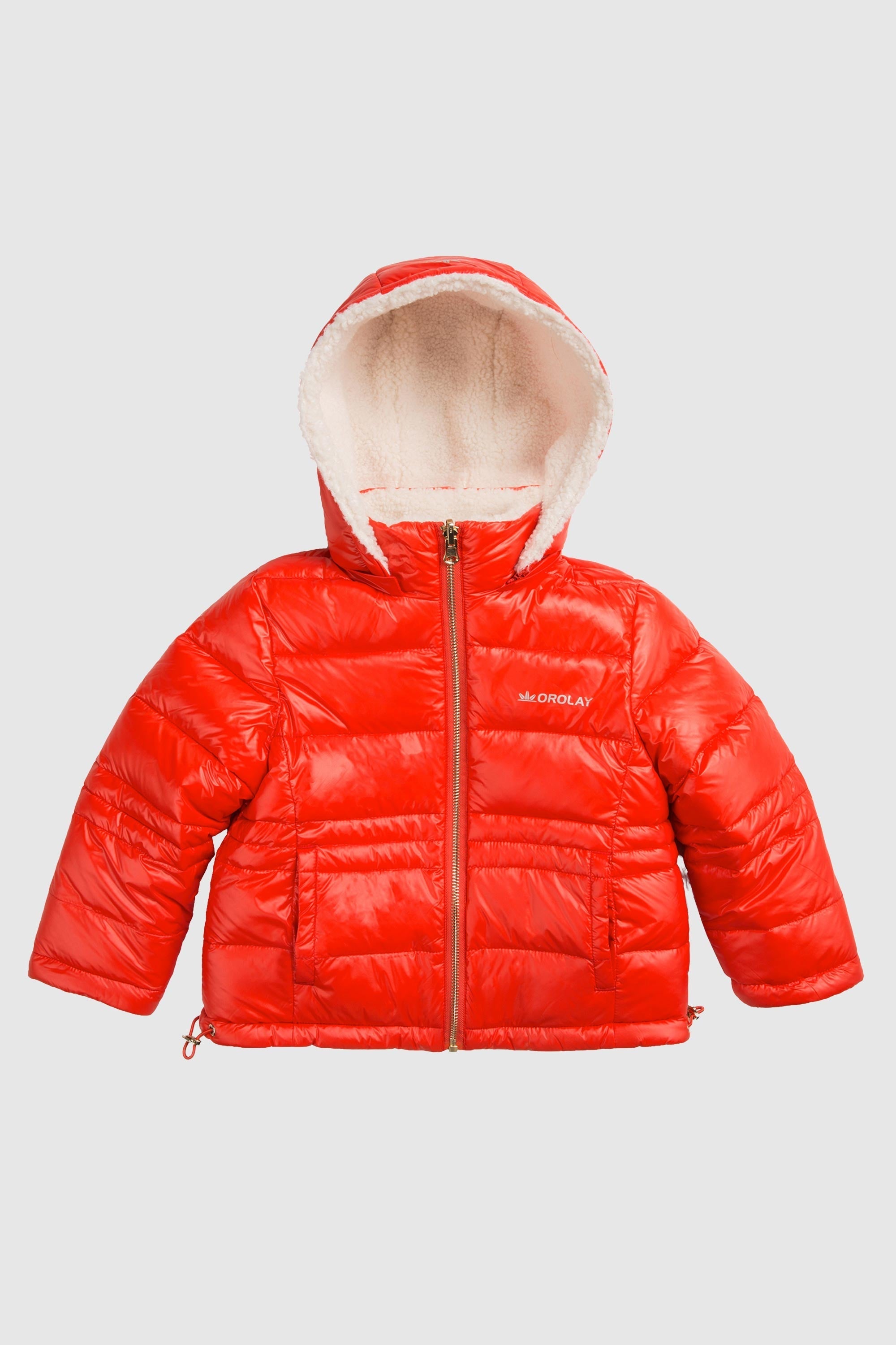 Orolay-Fleece Down Warm Hooded Puffer Jacket-#color_Red Orange