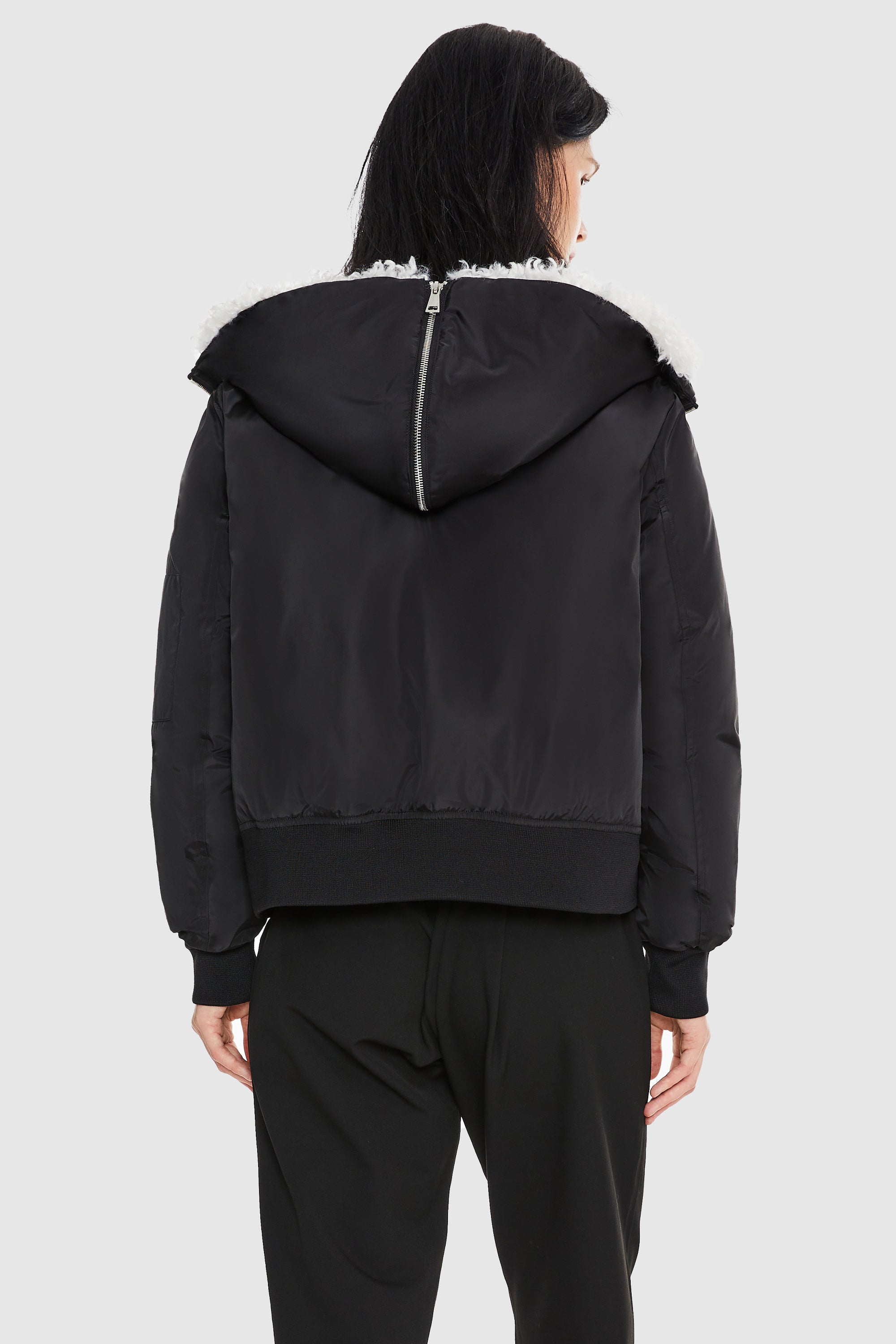 Orolay-Fleece Lined Bomber Jacket-#color_Black