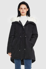 Orolay-Fleece Lined Hooded Winter Parka-#color_Black