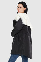 Orolay-Fleece Lined Hooded Winter Parka-#color_Black