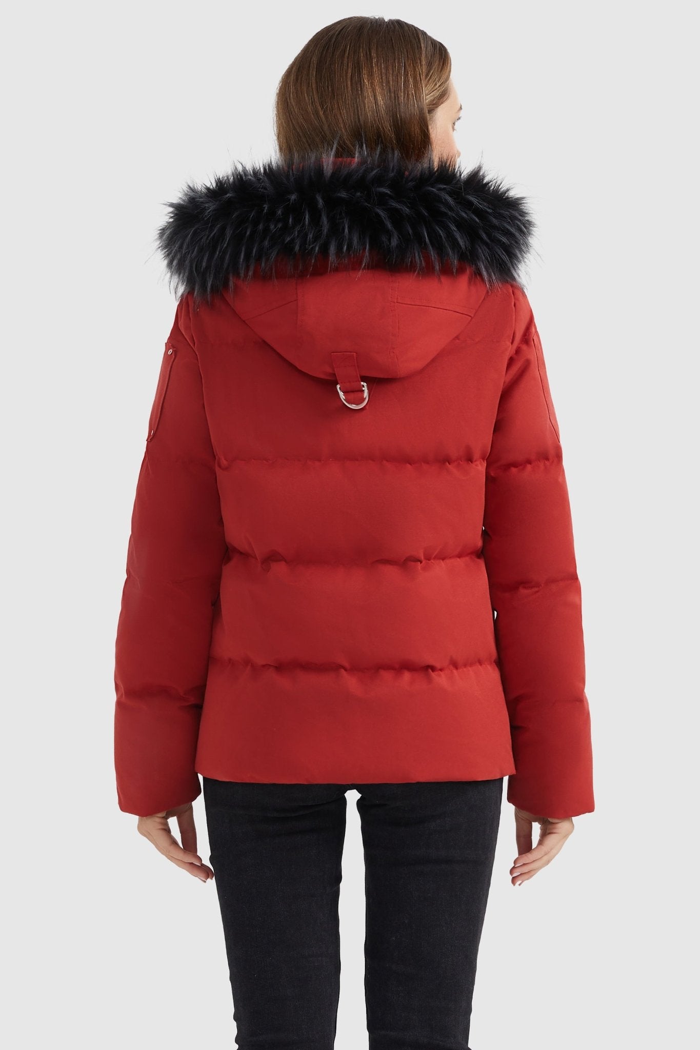 Orolay-Fur Trim Hood Windproof Down Parka with Stand Collar-Fur Trim Hood Windproof Down Parka with Stand Collar - Orolay, #color_Racing Red