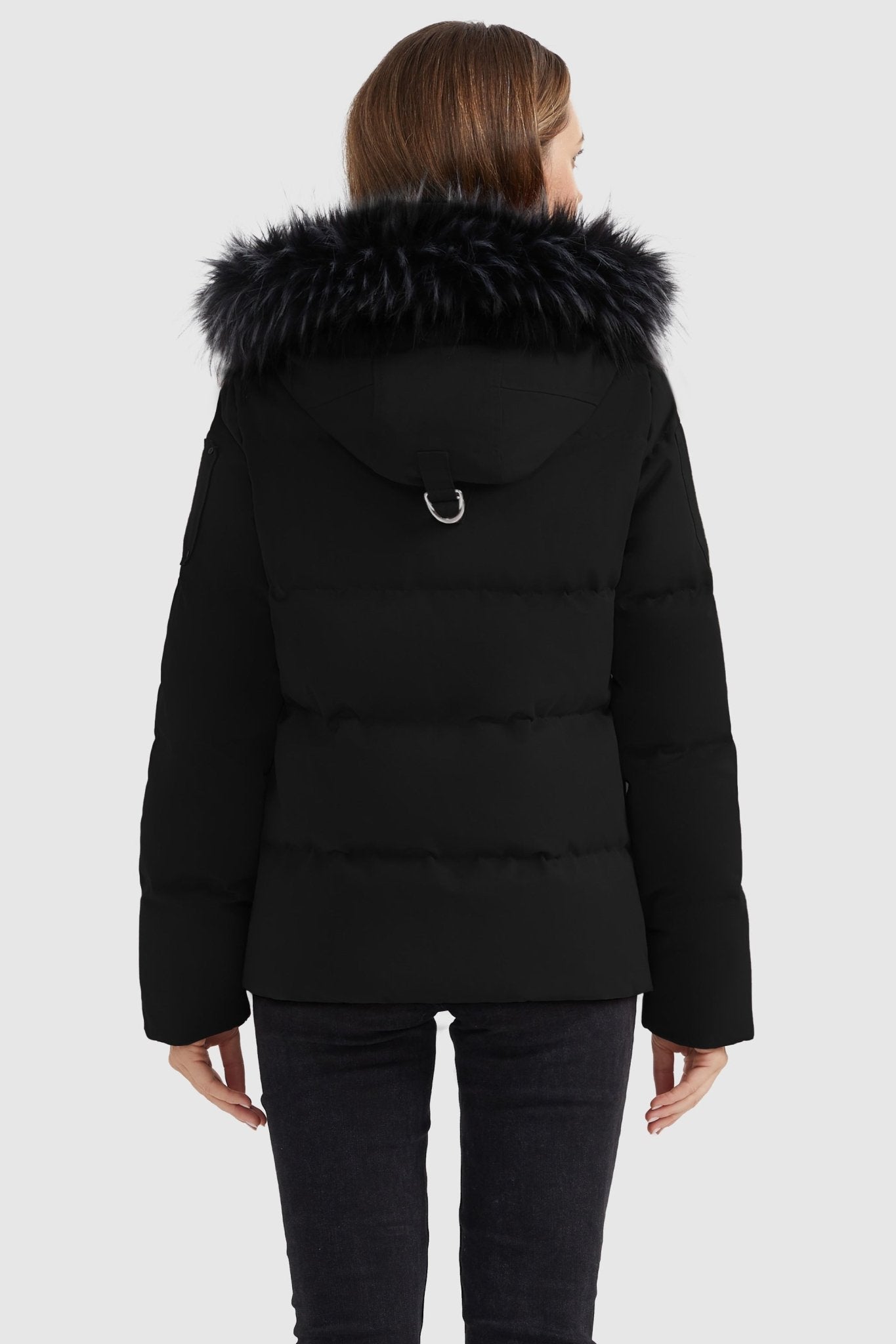 Orolay-Fur Trim Hood Windproof Down Parka with Stand Collar-Fur Trim Hood Windproof Down Parka with Stand Collar - Orolay, #color_Black