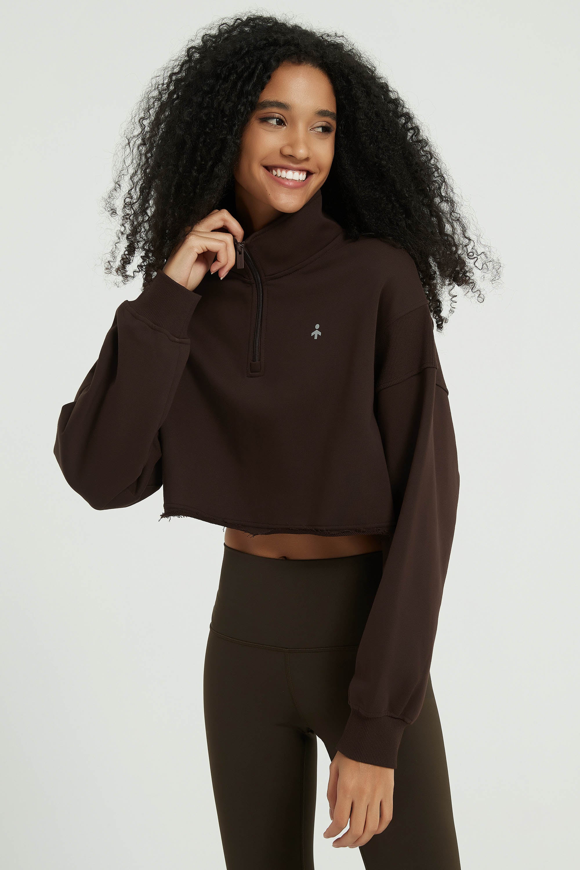 Orolay-Half-Zip-Crop-Sweatshirts-#color_Umber