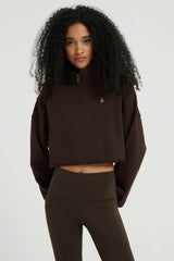 Orolay-Half-Zip-Crop-Sweatshirts-#color_Umber