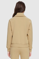 Orolay-Half-Zip Cropped Sweatshirt-Half - Zip Cropped Sweatshirt - Orolay, #color_Khaki