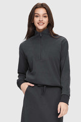 Orolay-Half Zip High Neck Sweatshirt-Image 2 of Half Zip High Neck Sweatshirt - #color_Odyssey Gray