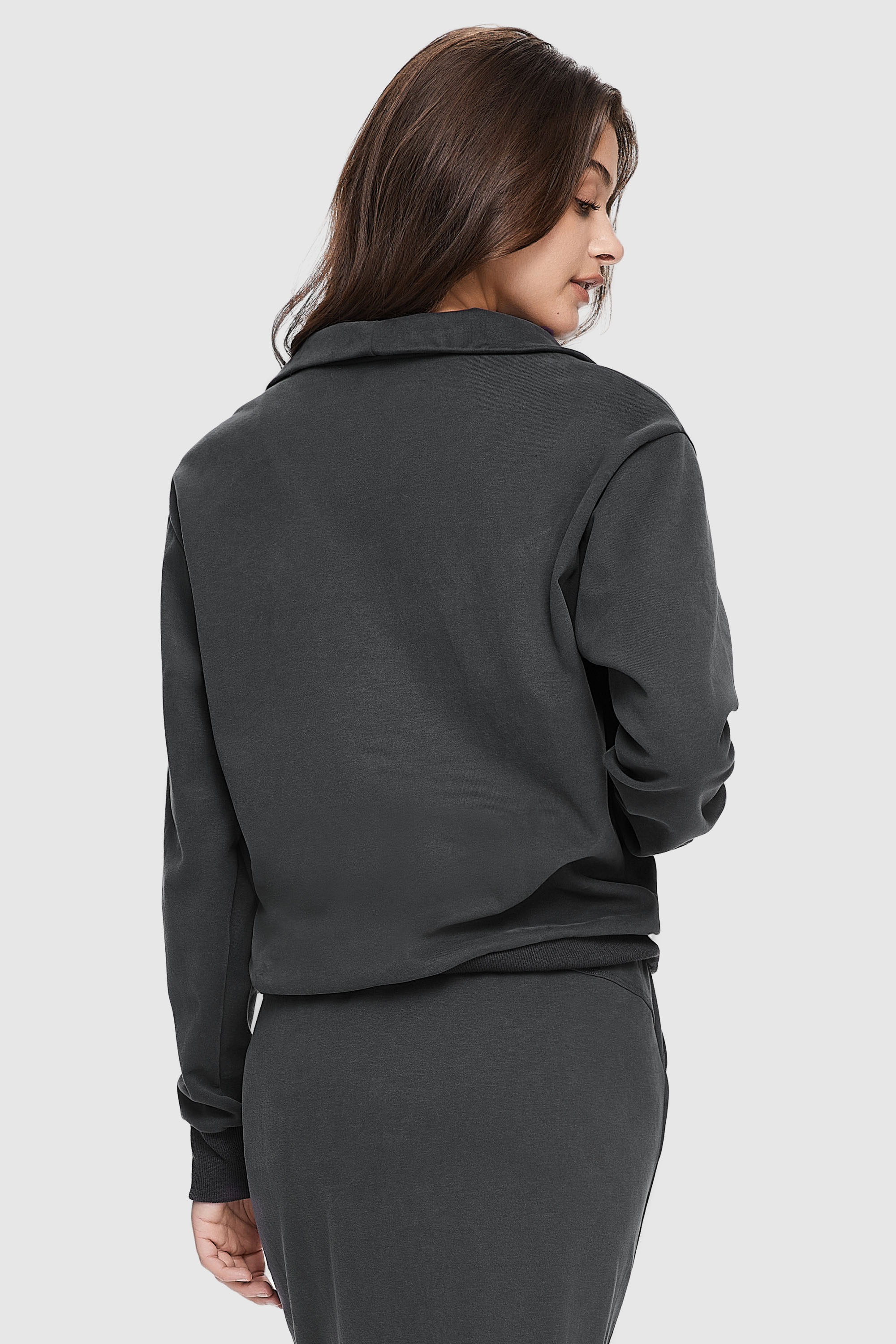 Orolay-Half Zip High Neck Sweatshirt-Image 4 of Half Zip High Neck Sweatshirt - #color_Odyssey Gray