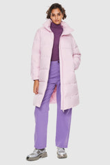 Orolay-High Collar Long-sleeve Puffer Jacket-High Collar Long - sleeve Puffer Jacket - Orolay, #color_Pink Marshmallow