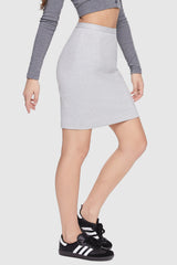 Orolay-High Waist Pencil Skirt-Image 1 of High Waist Pencil Skirt - #color_Quiet Gray