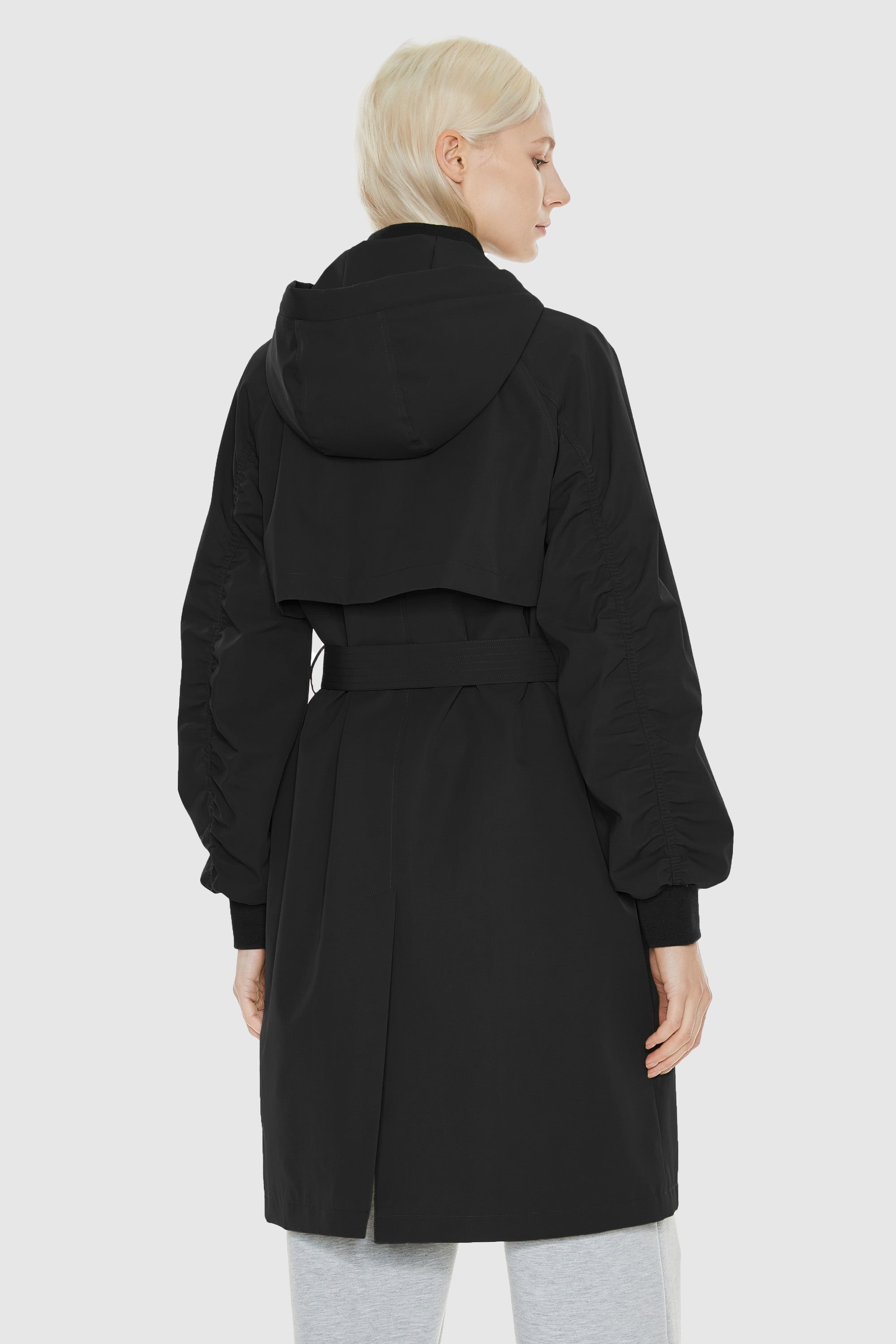 Orolay-Hooded Belted Trench-#color_Black