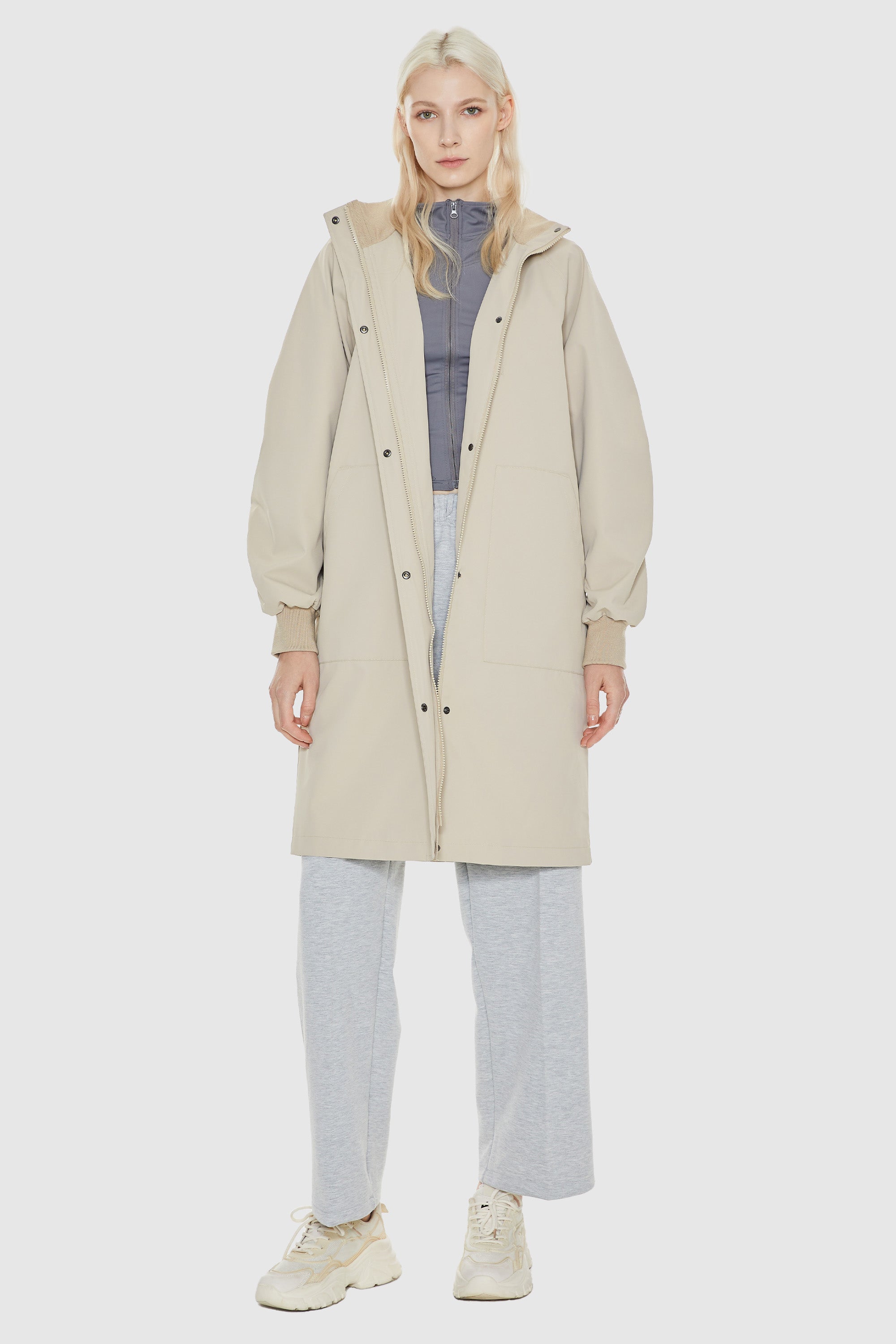 Orolay-Hooded Belted Trench-#color_Beige