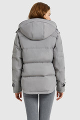 Orolay-Hooded Down Jacket with Pockets-#color_Quiet Gray