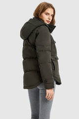 Orolay-Hooded Down Jacket with Pockets-#color_Tap Shoe