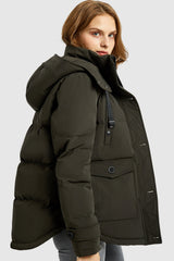 Orolay-Hooded Down Jacket with Pockets-#color_Tap Shoe