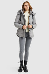 Orolay-Hooded Down Jacket with Pockets-#color_Quiet Gray