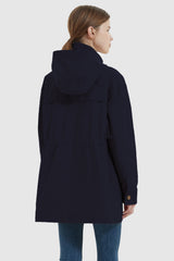 Orolay-Hooded Drawstring Waist Windbreaker-#color_Night Sky