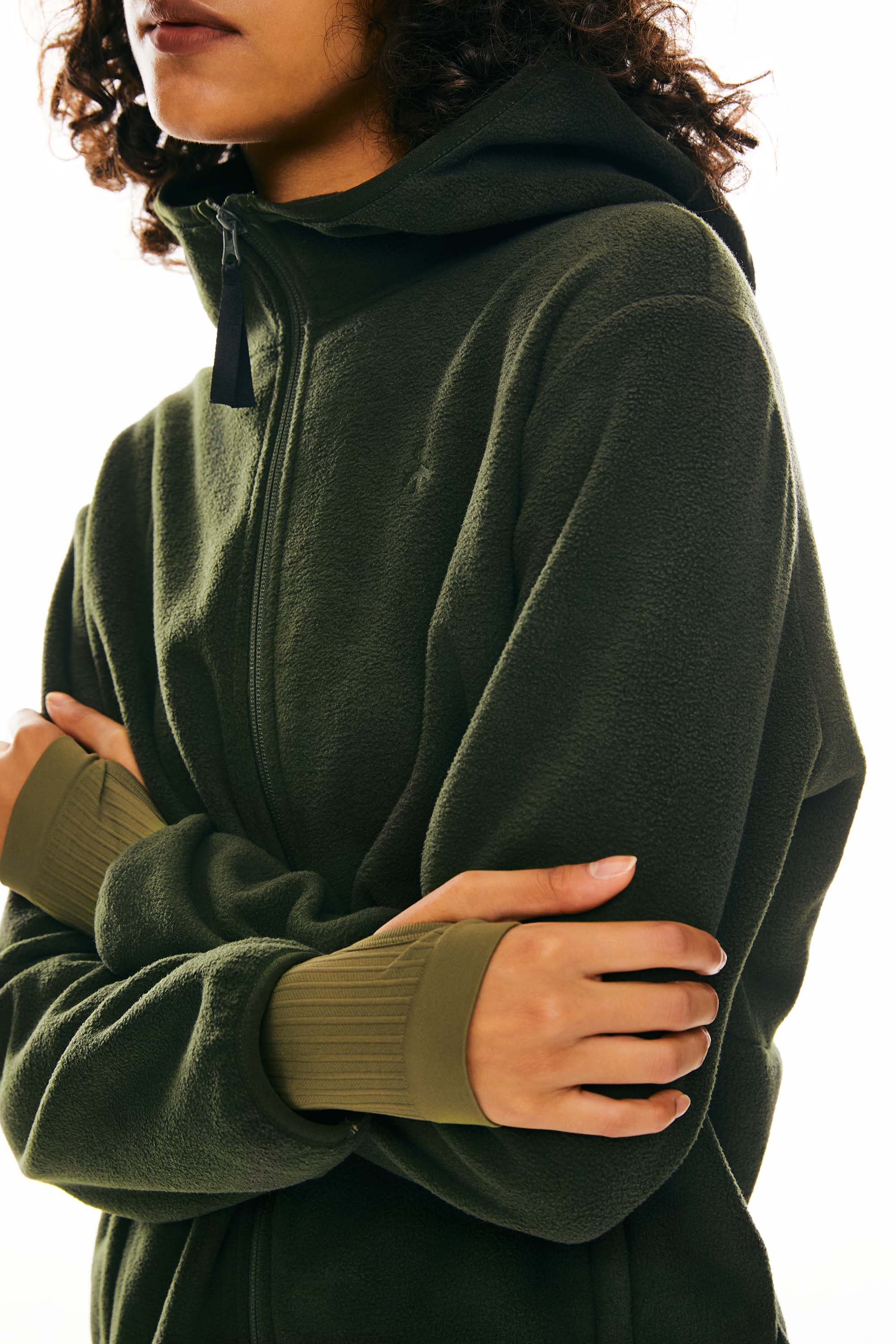 Orolay-Hooded Fleece Jacket- #color_Chive